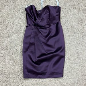 David’s Bridal short satin strapless purple bridesmaid’s dress size 10